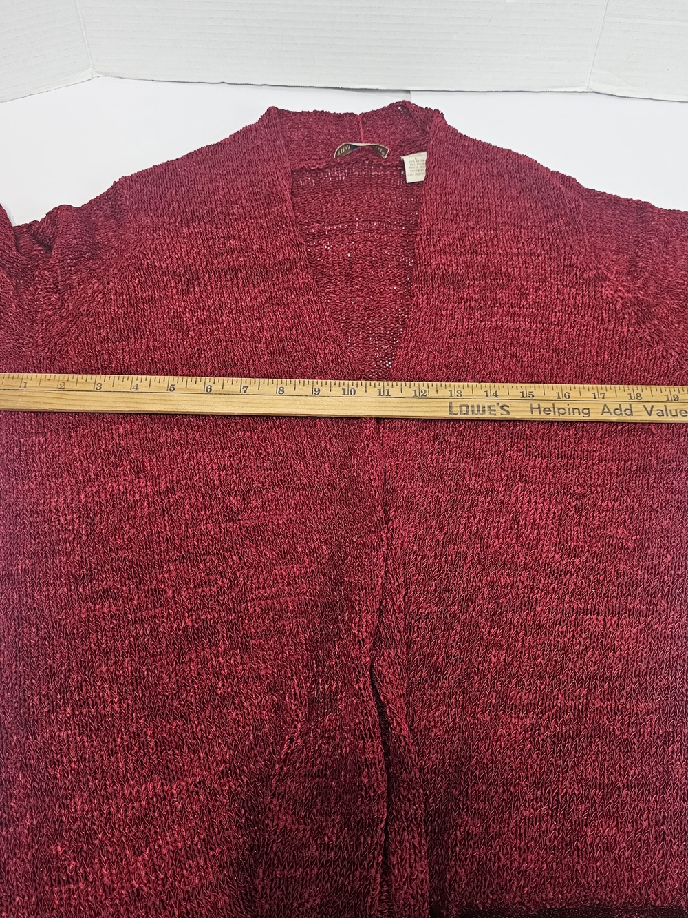 TravelSmith Women's Large Long Duster Cardigan Sweater Burgundy Open Front Knit - Picture 4 of 6